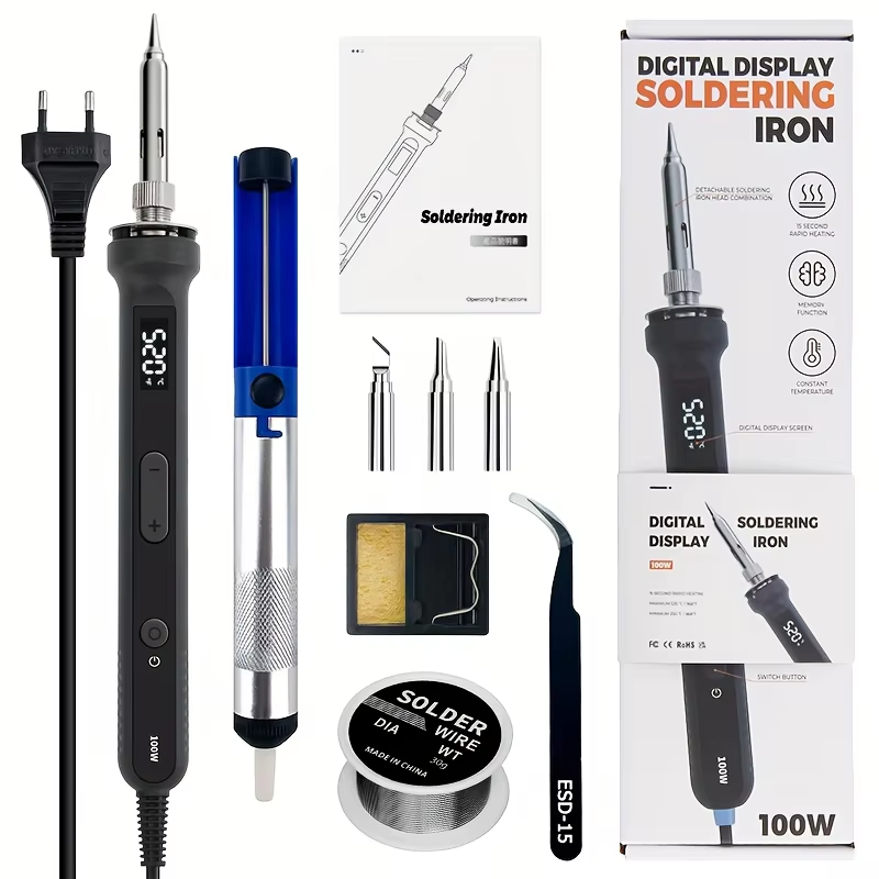Electronics And Gadgets - ชุดเครื่องมือบัดกรีดิจิตอล 100W ปรับอุณหภูมิได้ สำหรับซ่อมมอเตอร์ไซค์และซ่อมวงจรอิเล็กทรอนิกส์